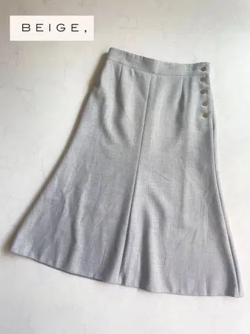 새상품급 BEIGE, 베이지 사이드 버튼 롱 스커트 골드 버튼 L 상당