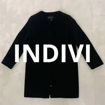 INDIVI 블랙 노카라 코트 후드 탈부착 가능