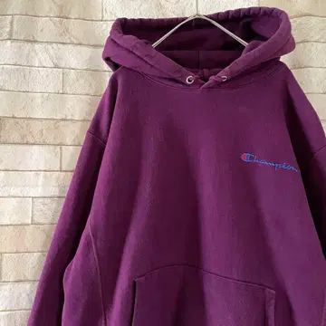 챔피온 리버스 위브 후드티 풀오버 자수 속기모 퍼플