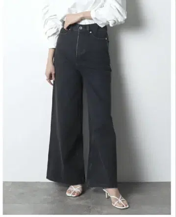 meri 미일리 데님 빅 실루엣 팬츠 와이드 데님 팬츠 블랙
