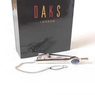 dkt10 새상품 닥스 넥타이핀 실버 x 블루 전복 패 진주 체인 포함