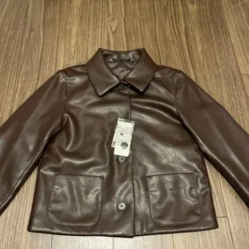 UNIQLO 코팅 숏 자켓 38 다크 브라운 S 사이즈