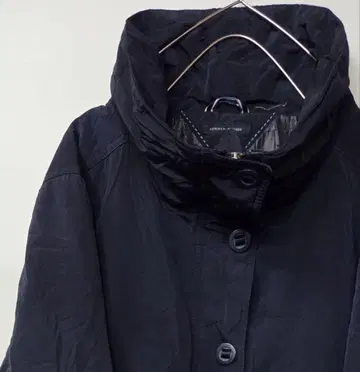 TOMMY HILFIGER 네이비 블루 모즈 코트 후드 부착