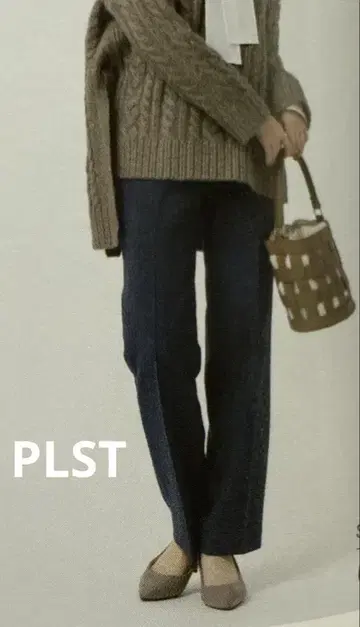 PLST 브러쉬드 백 스틱 팬츠