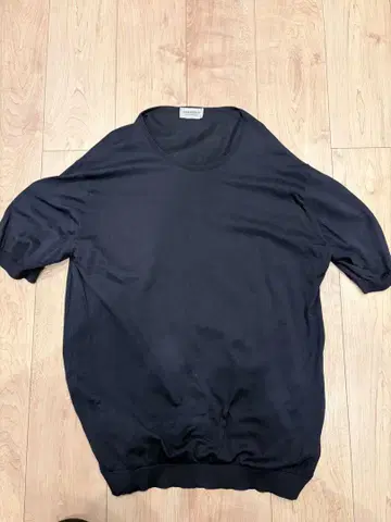 JOHN SMEDLEY 반팔 니트 네이비 XL 씨 아일랜드 코튼