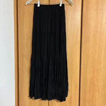 nairo 블랙 플리츠 롱 스커트
