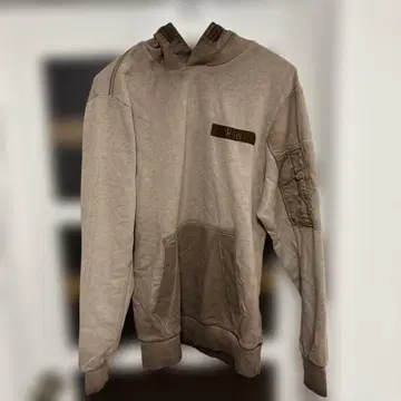 RAW 후드 부착 후드티 베이지