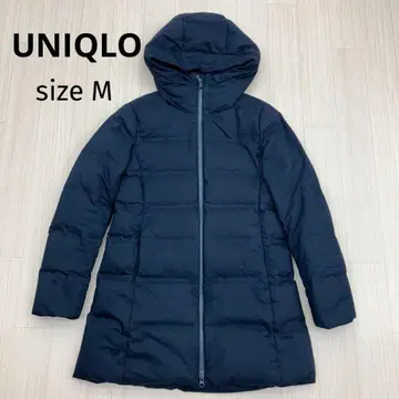 유니클로 심리스 다운 코트 네이비 M