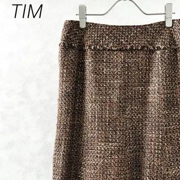 TIM 미디 스커트 타이트 울 혼방 트위드 심플 안감 부착 빅