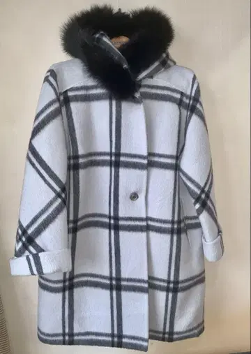 Herno 후드 부착 체크 무늬 코트