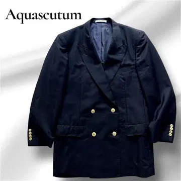 Aquascutum 네이비 더블 브레스트 테일러드 자켓 버튼