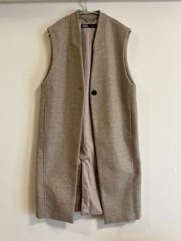ZARA 베이지 노카라 롱 베스트