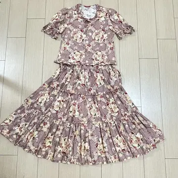 핑크하우스 꽃무늬 셋업 롱 원피스