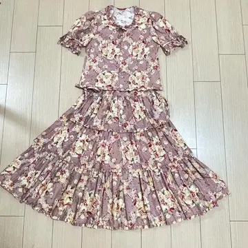 핑크하우스 꽃무늬 셋업 롱 원피스