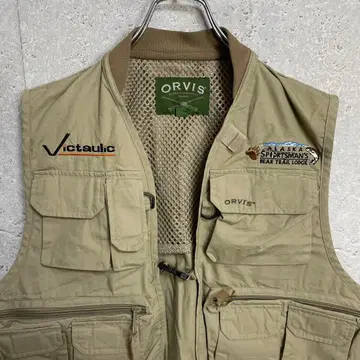 ORVIS 오비스 낚시용 조끼 자수 로고 카키 짧은 기장 M