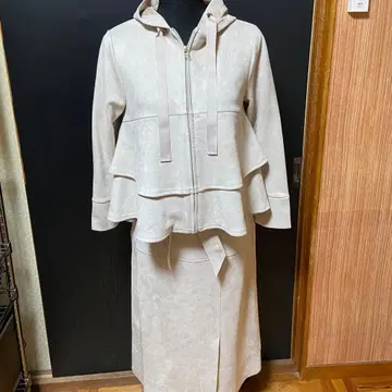 [스타일라비] 핑크 베이지 후드 부착 스웨이드 느낌 셋업 7호 사이즈