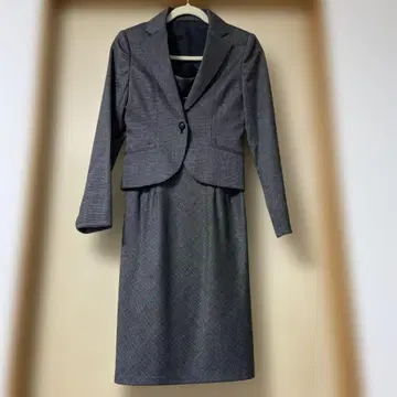 이토킨 그레이 수트 드레스 세트 레이스 포함 실크 혼방 울 M 사이즈