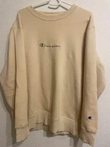 Champion 베이지 크루넥 맨투맨 L