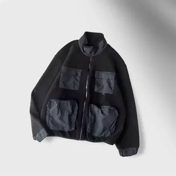 ZARA 마이크로 플리스 멀티 포켓 블루종 자켓 블랙 M