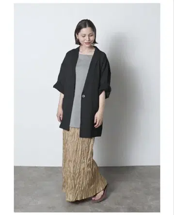 meri 미일리 시어 팔분 소매 자켓 블랙