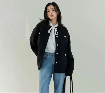Re:EDIT 리디 노카라 트위드 자켓 블랙 M