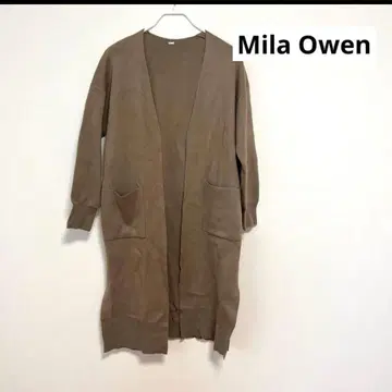 Mila Owen 브라운 두꺼운 원단 롱 가디건 프리 사이즈 포켓 부착
