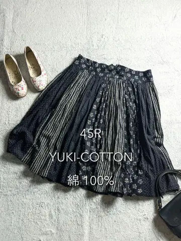 [ 45R ] 45rpm YUKI-COTTON 인디고 패치워크 스커트