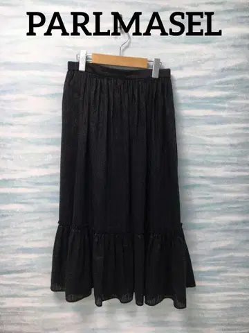 [ PARLMASEL ] 롱 스커트 블랙 린넨 M 비침 일본제