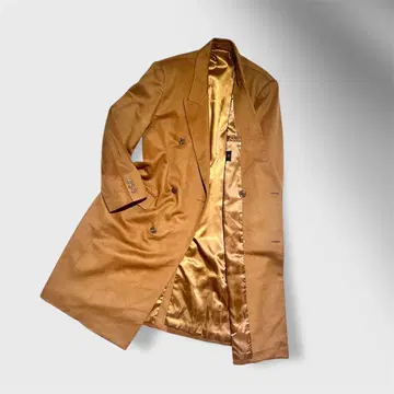 빈티지 캐시미어 100% 더블 브레스트 체스터 코트 카멜 구제 의류