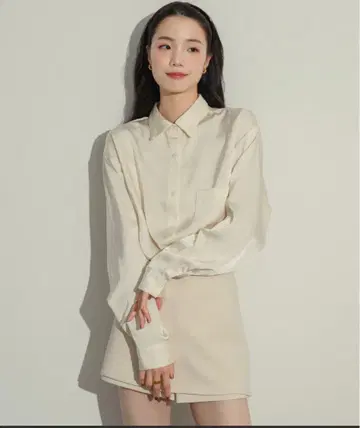 NEUNA 와셔 새틴 셔츠 아이보리