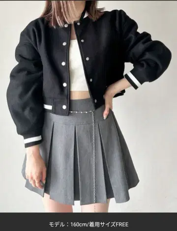 [ Heather ] 새상품 바시티 자켓 숏 기장