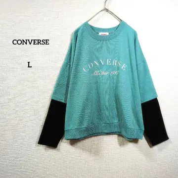 CONVERSE 컨버스 그린 로고 맨투맨 롱T 레이어드 스타일 L