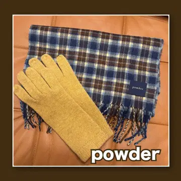 powder 파우더 체크 무늬 머플러 & 장갑