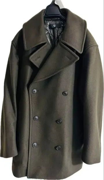 질 샌더 x 유니클로 올리브 그린 피 코트