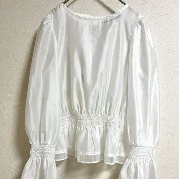 엠즈 그레이시 블라우스 시스루 새틴 직조 화이트 화이트