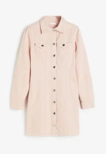 미사용 새상품 택 포함 H&M 코튼 데님 원피스 L 사이즈 파우더 핑크