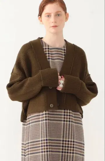 익명 배송 BEAMS BOY 7게이지 밀리터리 V넥 가디건