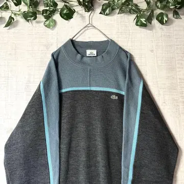 LACOSTE 라코스테 배색 절개 니트 스웨터 울 원 포인트 LL 상당
