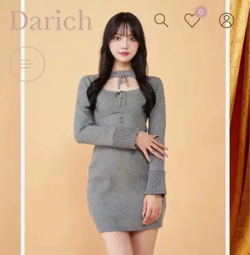 다리치 Darich 프론트 오픈 니트 미니 원피스