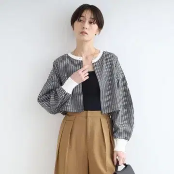 택 포함 새상품 INDIVI 2WAY 크롭 니트 블루 M