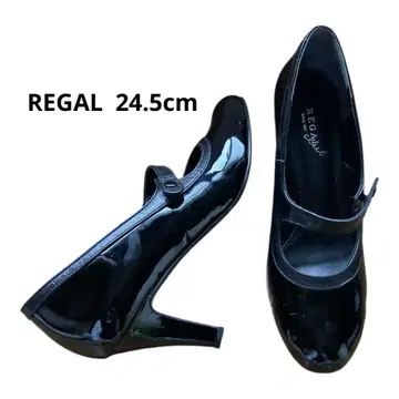 미사용급 리갈 REGAL 에나멜 메리 제인 스트랩 펌프스 24.5cm