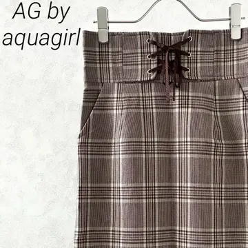 AG by aquagirl 롱 스커트 타이트 체크 무늬 레이스업