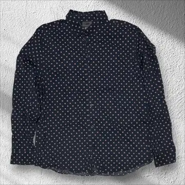 [ H&M ] 슬림핏 올 패턴 셔츠 네이비 기하학 패턴 XL [ E1 ]