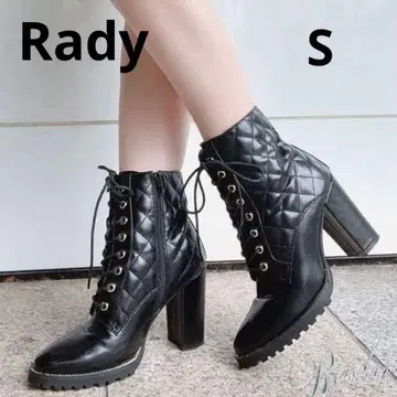 Rady 퀼팅 힐 부츠 블랙 S 레이스업