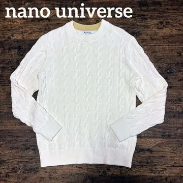 나노 유니버스 코튼 케이블 크루넥 니트 컨디션 최상 M 화이트 남성용