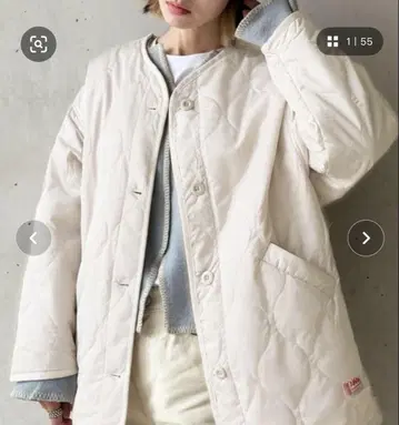 [ JaVa 자바 콜라보 ] 노카라 오버 사이즈 퀼팅 코트