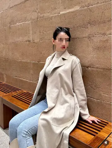 ZARA 미사용 택 포함 스웨이드 스프링 코트