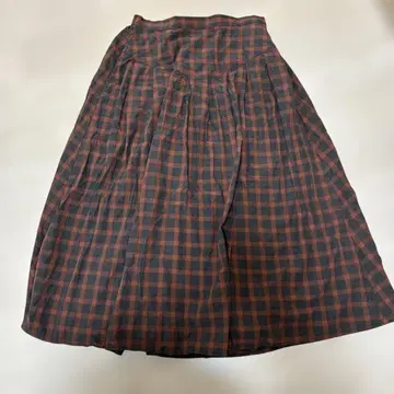 늑대와 올빼미 체크 무늬 롱 스커트 (빨간색 블랙)