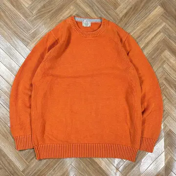 엘엘빈 크루넥 스웨터 코튼 니트 llbean 오렌지 L