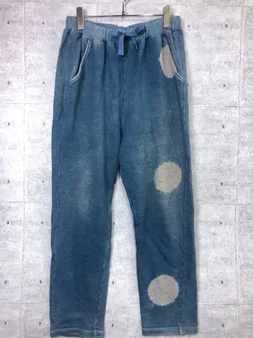 ATELIER 568 크라프트 내추럴 네이비 나염 도트 스웨트 팬츠